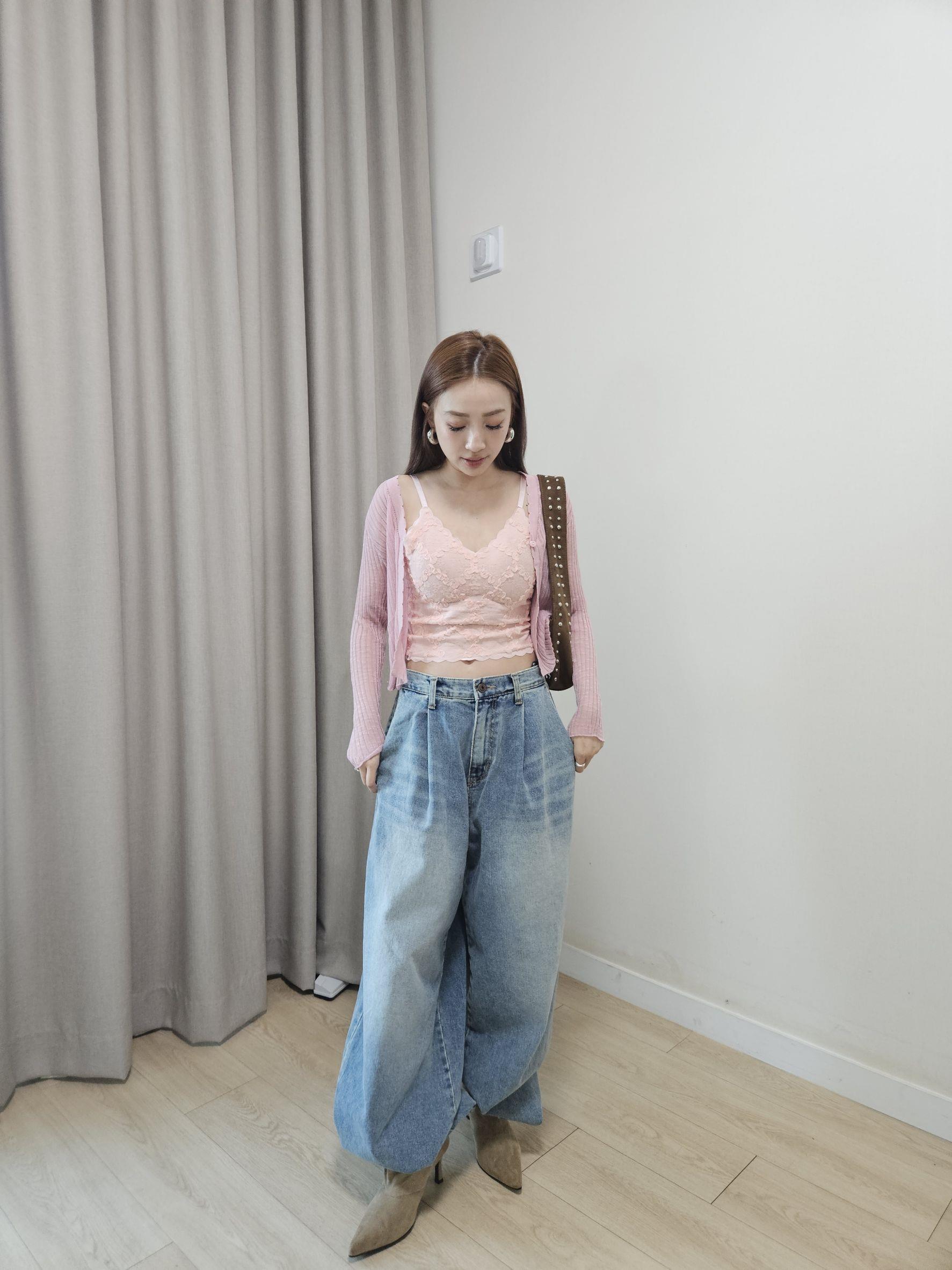 蕾絲BRA背心+坑條外套兩件組